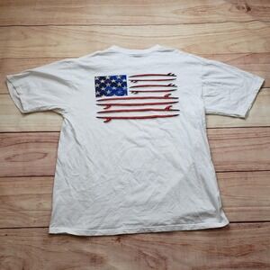 Crazy Shirts Shirt Mens Large White Surfboard USA Flag 4th of July Surfing